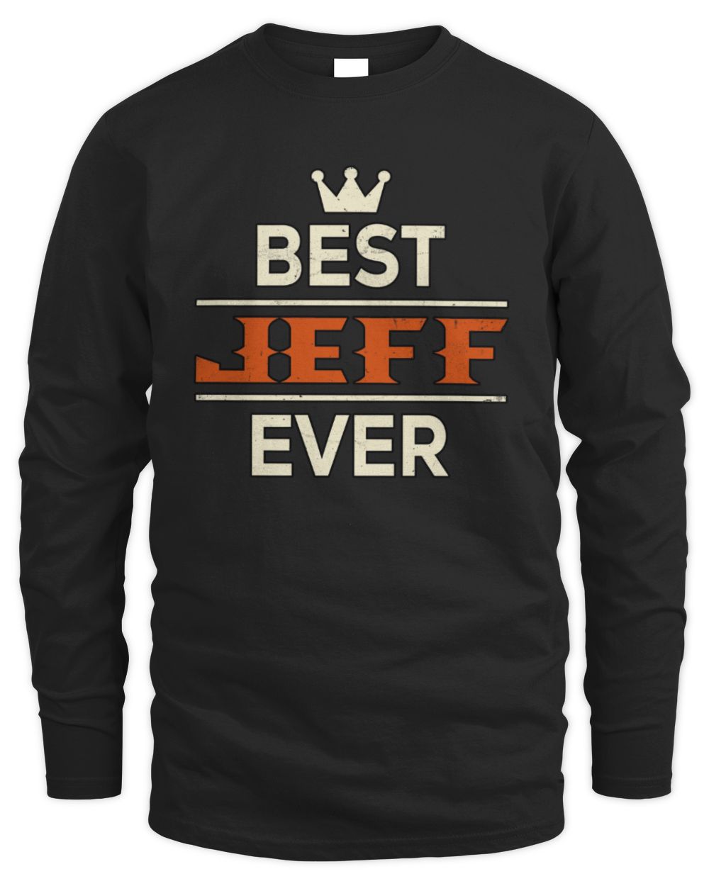 Best Your Name With Crown Shirt JEFF M1-59 / Men's Long Sleeved T-Shirt / black