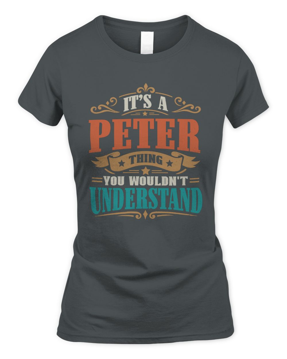 It’s a Name Thing Personalized Retro T-Shirt PETER M1-47 / Women's Standard T-Shirt / charcoal