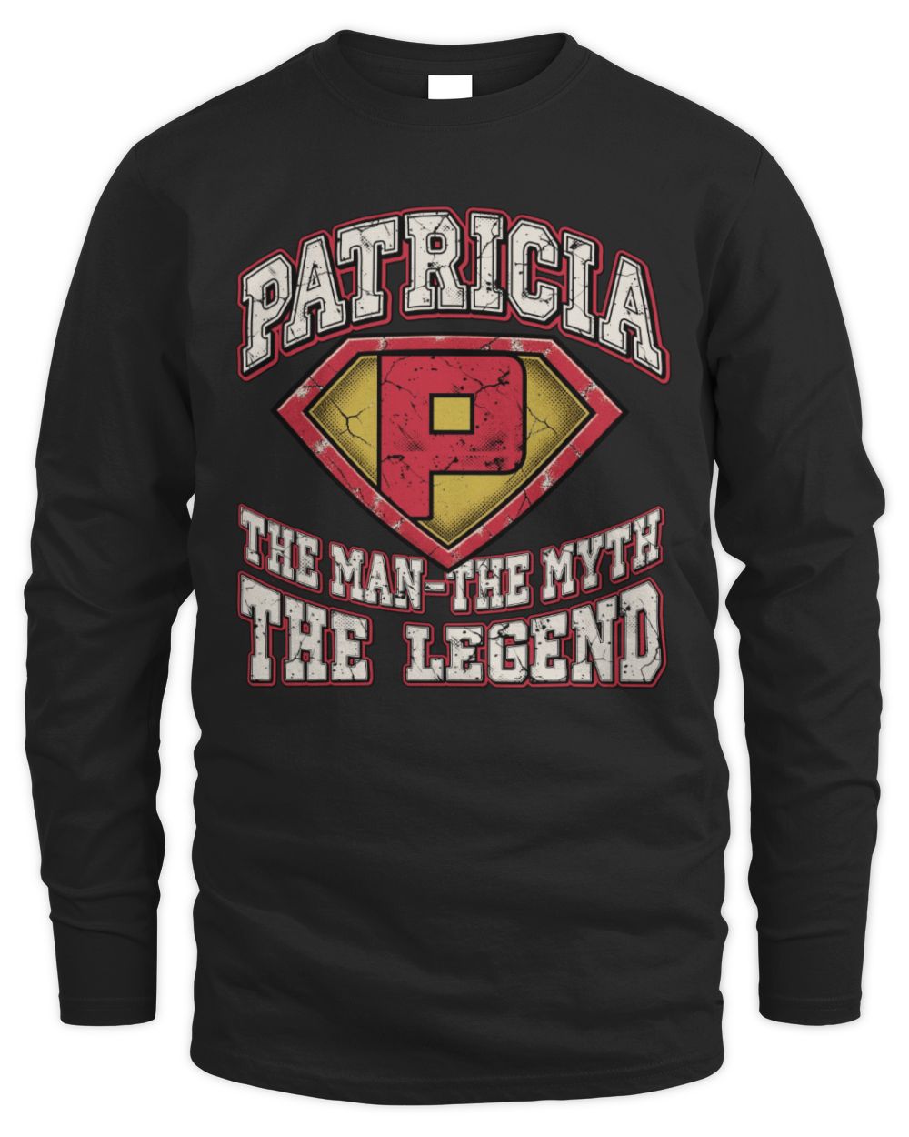 The Man The Myth The Legend Superman Graphic T-Shirt PATRICIA M1-74 / Men's Long Sleeved T-Shirt / black