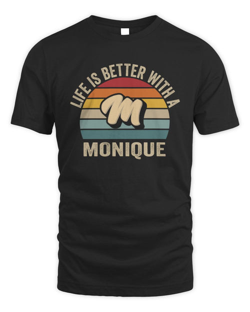 Life Is Better with Name Vintage Sun Shirt MONIQUE M1-50 / Unisex Standard T-Shirt / black