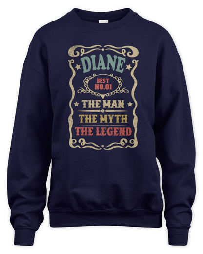 The Man The Myth The Legend Vintage Gold Wine Shirt DIANE M1-52 / Unisex Sweatshirt / navy