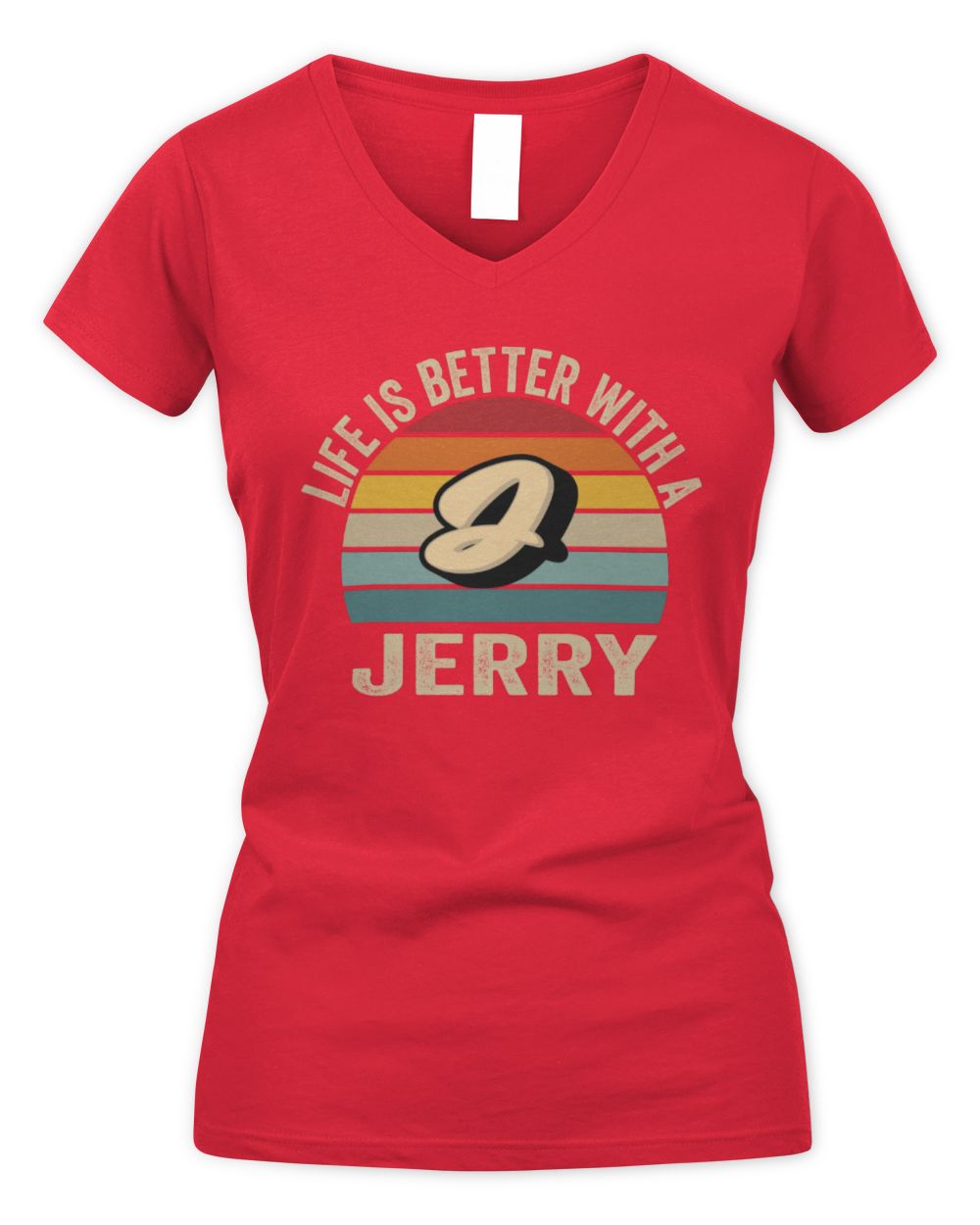 Life Is Better with Name Vintage Sun Shirt JERRY M1-50 / Women's V-Neck T-Shirt / red