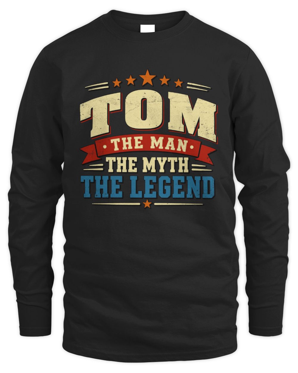 The Man The Myth The Legend Ribbon Vintage T-Shirt TOM M1-56 / Men's Long Sleeved T-Shirt / black