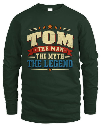 The Man The Myth The Legend Ribbon Vintage T-Shirt TOM M1-56 / Men's Long Sleeved T-Shirt / forest green