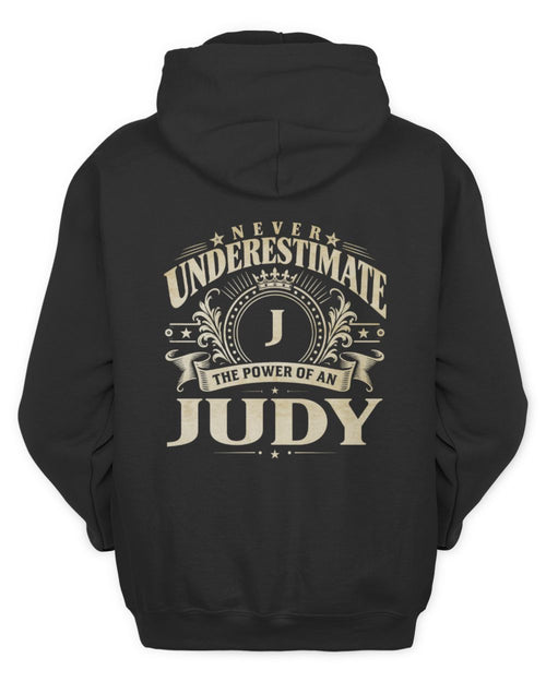 Never Underestimate Your Name Luxury Logo Shirt JUDY M1-63 / Unisex Hoodie / black