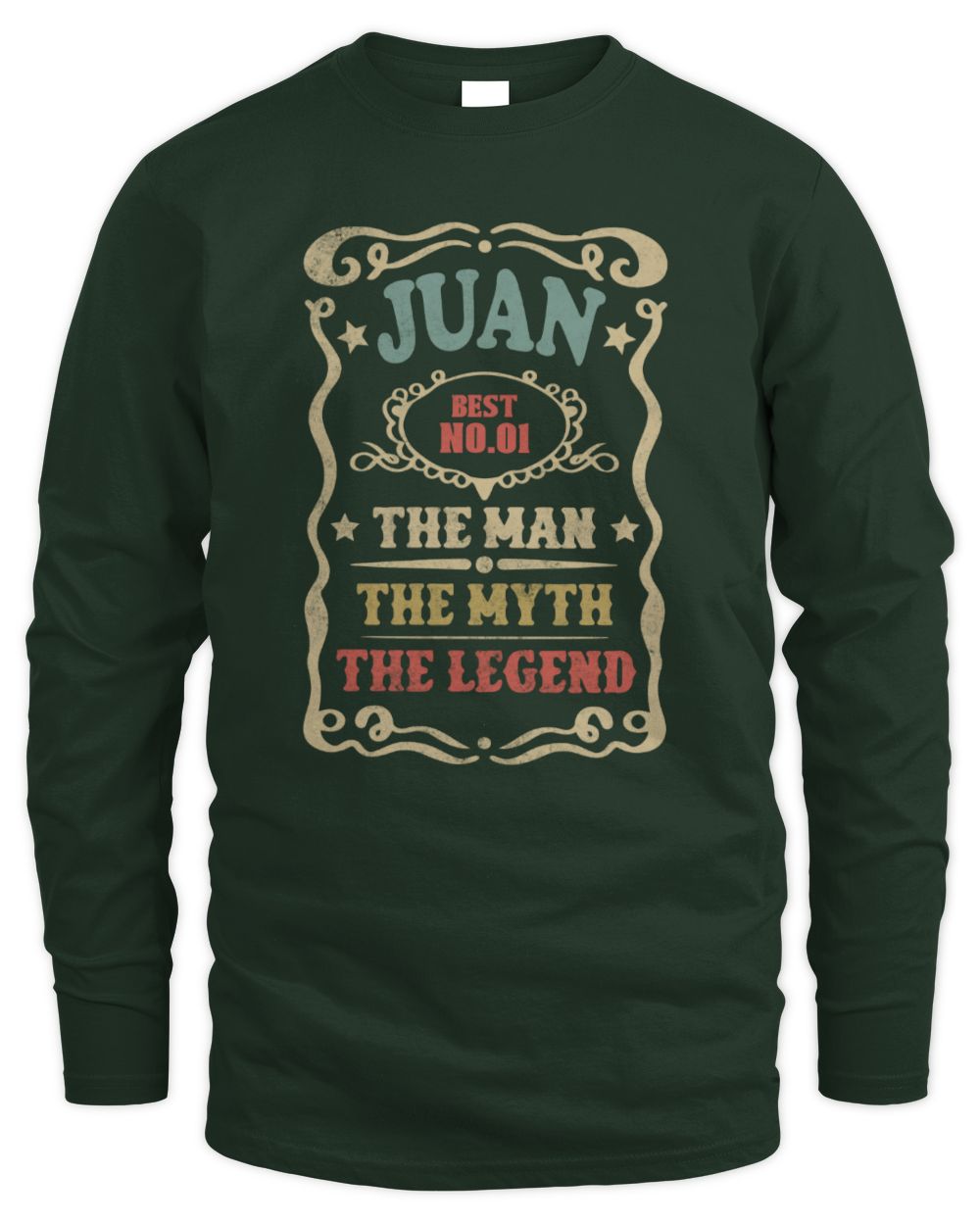 The Man The Myth The Legend Vintage Gold Wine Shirt JUAN M1-52 / Men's Long Sleeved T-Shirt / forest green