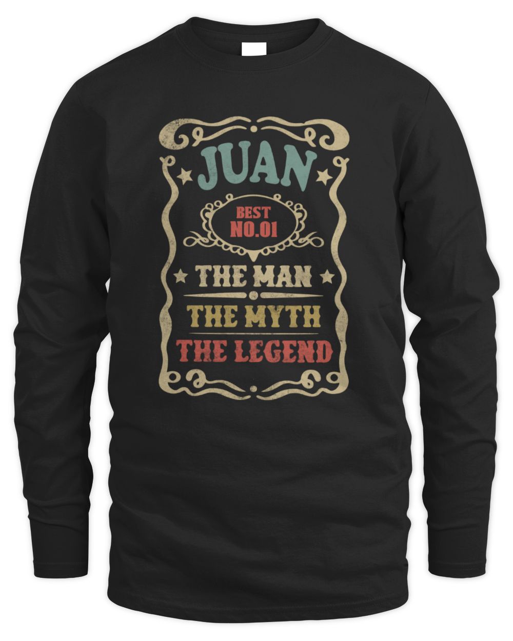 The Man The Myth The Legend Vintage Gold Wine Shirt JUAN M1-52 / Men's Long Sleeved T-Shirt / black