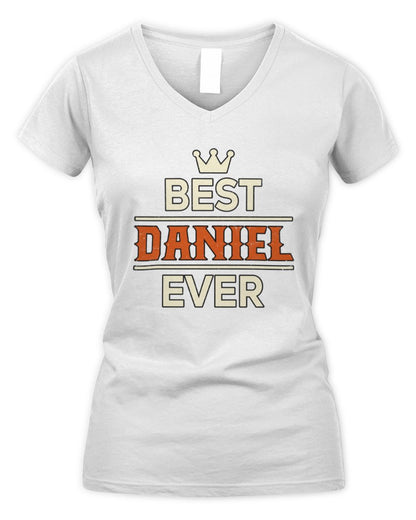 Best Your Name With Crown Shirt DANIEL M1-59 / Women's V-Neck T-Shirt / white