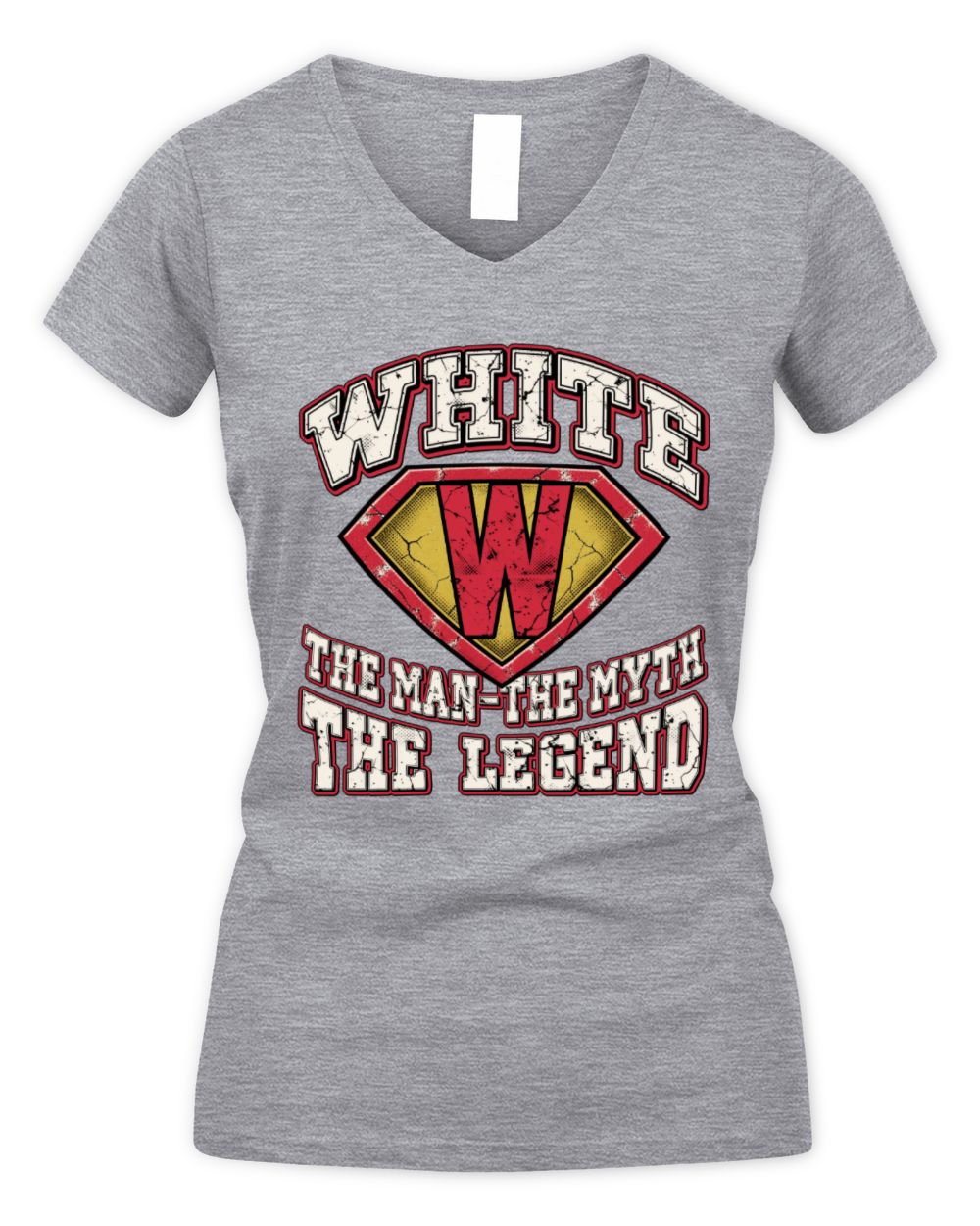 The Man The Myth The Legend Superman Graphic T-Shirt WHITE M1-74 / Women's V-Neck T-Shirt / sport grey
