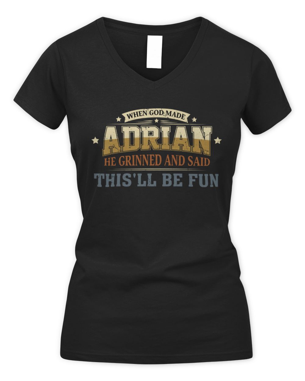 When God Made Your Name Funny Heritage T-Shirt ADRIAN M1-80 / Women's V-Neck T-Shirt / black
