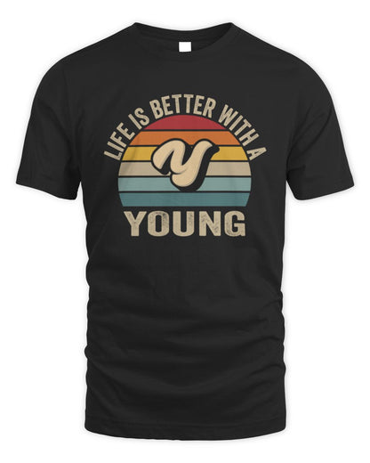 Life Is Better with Name Vintage Sun Shirt YOUNG M1-50 / Unisex Standard T-Shirt / black