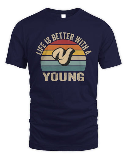 Life Is Better with Name Vintage Sun Shirt YOUNG M1-50 / Unisex Standard T-Shirt / navy