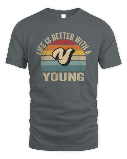 Life Is Better with Name Vintage Sun Shirt YOUNG M1-50 / Unisex Standard T-Shirt / charcoal