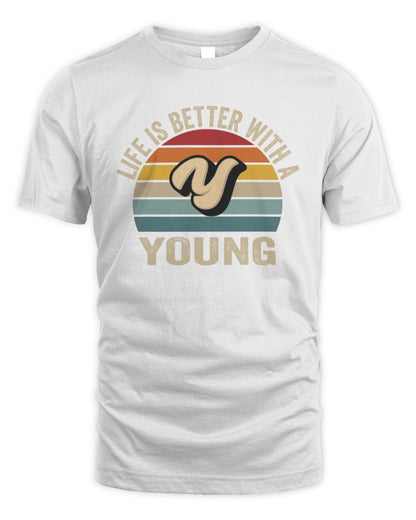 Life Is Better with Name Vintage Sun Shirt YOUNG M1-50 / Unisex Standard T-Shirt / white