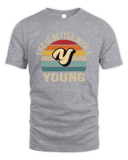 Life Is Better with Name Vintage Sun Shirt YOUNG M1-50 / Unisex Standard T-Shirt / sport grey