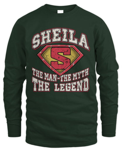 The Man The Myth The Legend Superman Graphic T-Shirt SHEILA M1-74 / Men's Long Sleeved T-Shirt / forest green