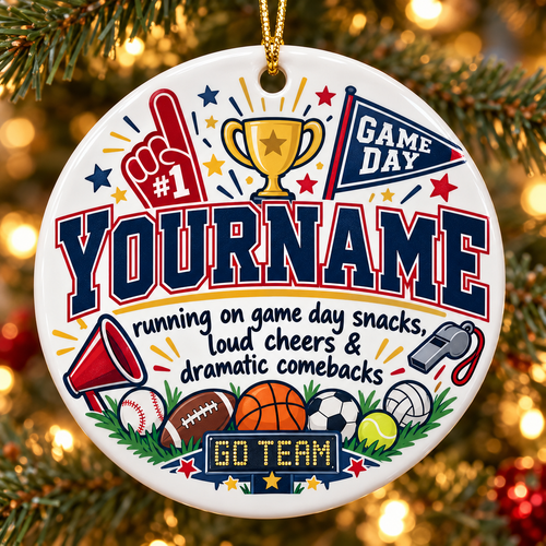 Running On Game Day Snack Loud Cheer & Dramatic Comebacks - Personalized Ceramic Ornament