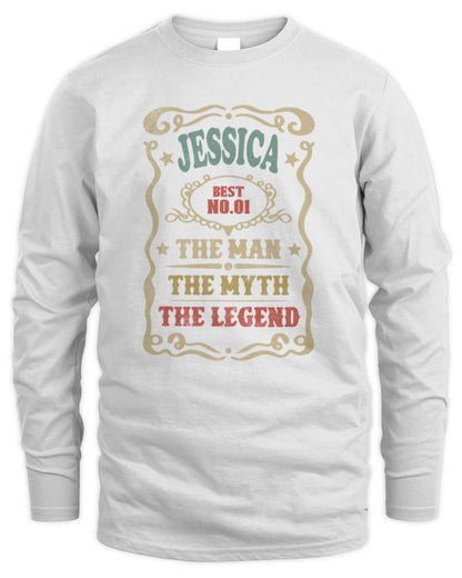 The Man The Myth The Legend Vintage Gold Wine Shirt JESSICA M1-52 / Men's Long Sleeved T-Shirt / white