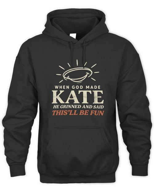 When God Made Your Name Funny Western T-Shirt T-Shirt KATE M1-S82 / Unisex Hoodie / black