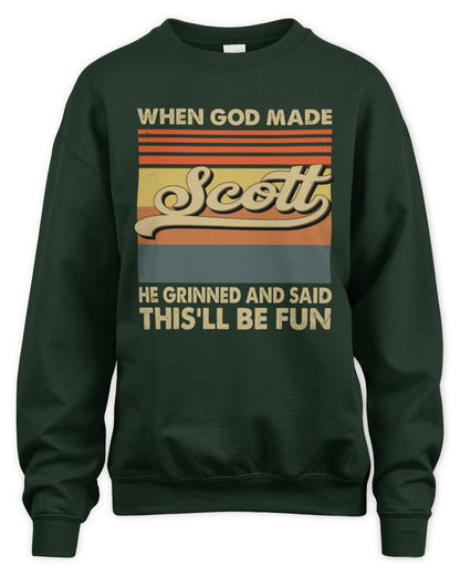 When God Made Your Name He Grinned Vintage T-Shirt SCOTT M1-55 / Unisex Sweatshirt / forest green