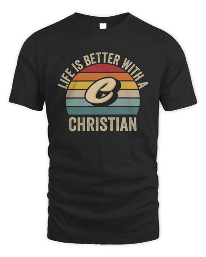 Life Is Better with Name Vintage Sun Shirt CHRISTIAN M1-50 / Unisex Standard T-Shirt / black