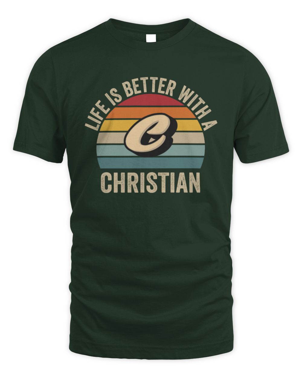 Life Is Better with Name Vintage Sun Shirt CHRISTIAN M1-50 / Unisex Standard T-Shirt / forest green