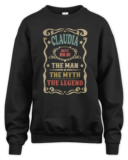 The Man The Myth The Legend Vintage Gold Wine Shirt CLAUDIA M1-52 / Unisex Sweatshirt / black