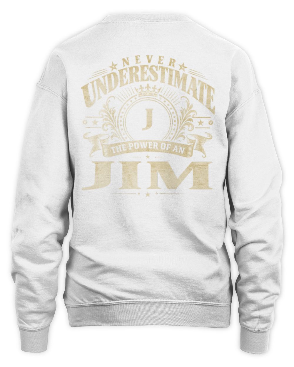 Never Underestimate Your Name Luxury Logo Shirt JIM M1-63 / Unisex Sweatshirt / white
