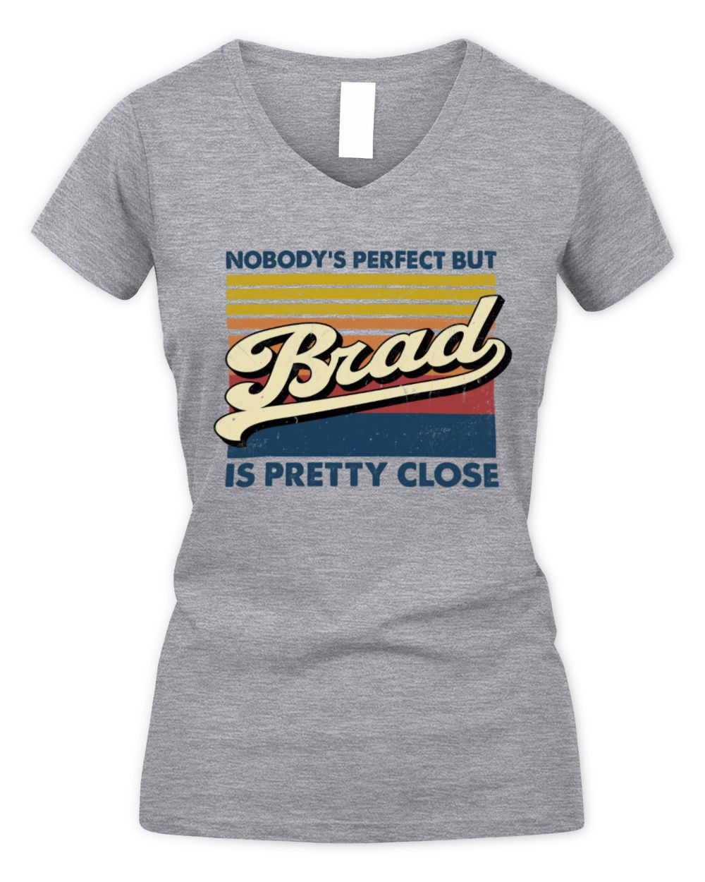 Nobody's Perfect But Your Name Is Pretty Close Retro Shirt BRAD M1-65 / Women's V-Neck T-Shirt / sport grey