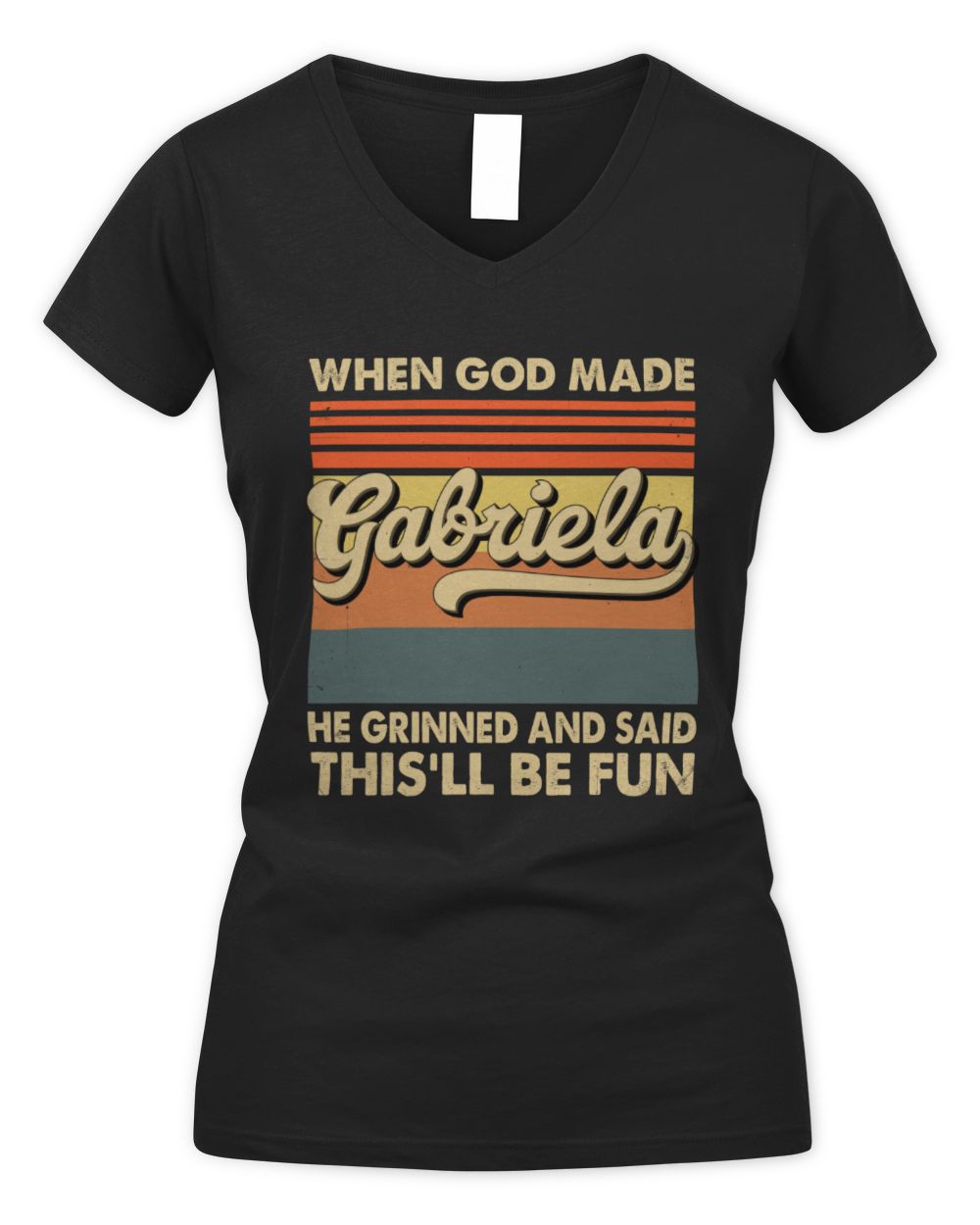 When God Made Your Name He Grinned Vintage T-Shirt GABRIELA M1-55 / Women's V-Neck T-Shirt / black