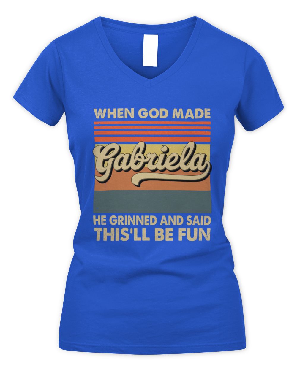 When God Made Your Name He Grinned Vintage T-Shirt GABRIELA M1-55 / Women's V-Neck T-Shirt / royal