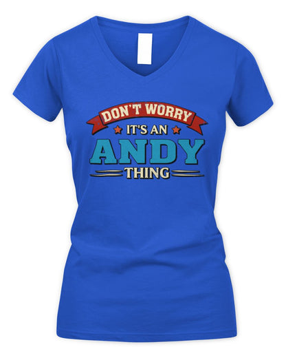 Don't Worry It's a Your Name Thing Funny Retro T-Shirt ANDY M1-57 / Women's V-Neck T-Shirt / royal