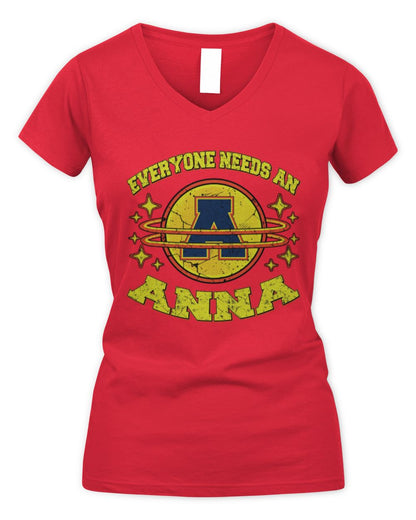 Everyone Needs a Your Name Shirt ANNA M1-76 / Women's V-Neck T-Shirt / red