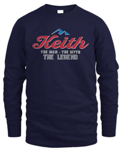 The Man The Myth The Legend Coors Light Beer T-Shirt KEITH M1-S84 / Men's Long Sleeved T-Shirt / navy