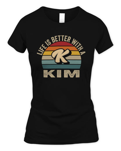 Life Is Better with Name Vintage Sun Shirt KIM M1-50 / Women's Standard T-Shirt / black