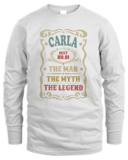 The Man The Myth The Legend Vintage Gold Wine Shirt CARLA M1-52 / Men's Long Sleeved T-Shirt / white