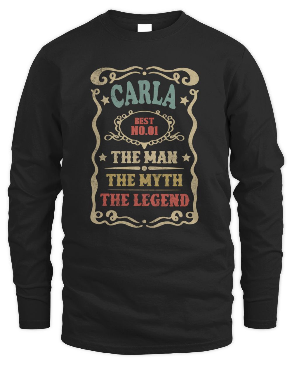 The Man The Myth The Legend Vintage Gold Wine Shirt CARLA M1-52 / Men's Long Sleeved T-Shirt / black