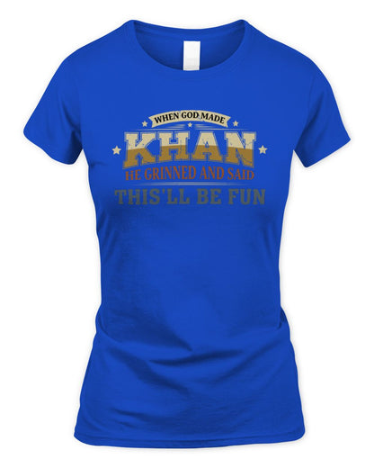 When God Made Your Name Funny Heritage T-Shirt KHAN M1-80 / Women's Standard T-Shirt / royal