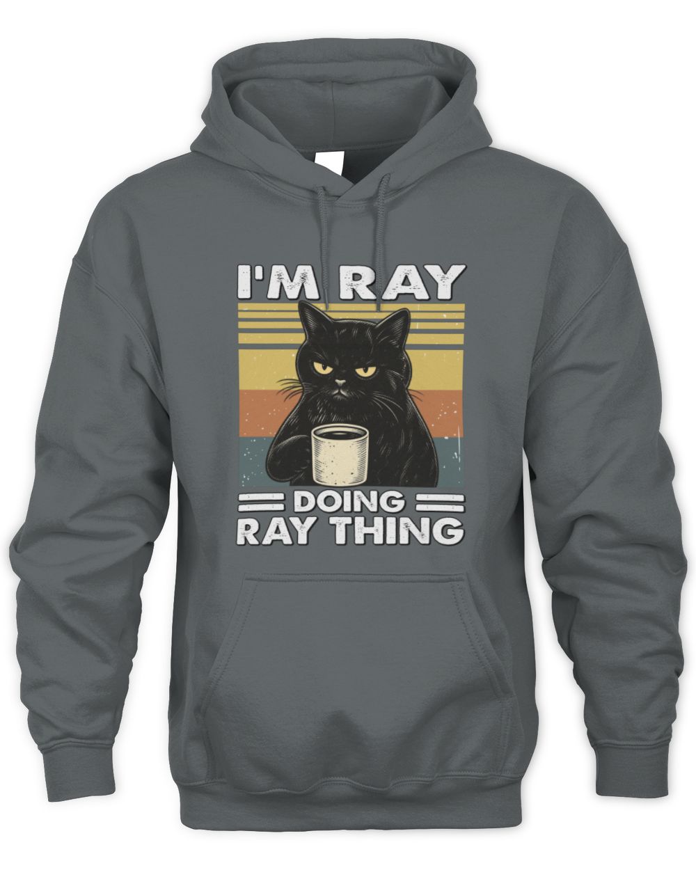 I'm Name Doing Name Thing Grumpy Black Cat Shirt RAY M1-79 / Unisex Hoodie / charcoal