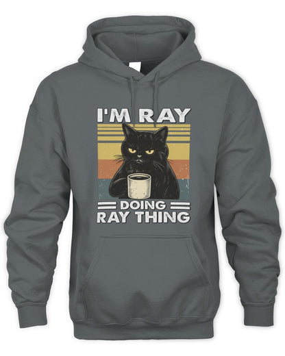 I'm Name Doing Name Thing Grumpy Black Cat Shirt RAY M1-79 / Unisex Hoodie / charcoal