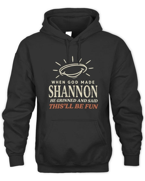 When God Made Your Name Funny Western T-Shirt T-Shirt SHANNON M1-S82 / Unisex Hoodie / black
