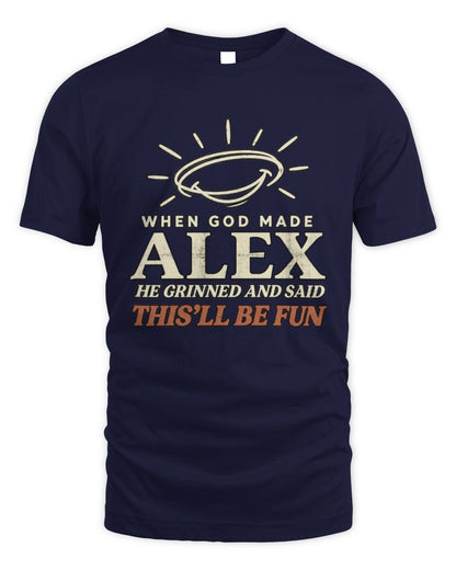 When God Made Your Name Funny Western T-Shirt T-Shirt ALEX M1-S82 / Unisex Standard T-Shirt / navy
