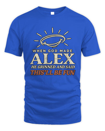 When God Made Your Name Funny Western T-Shirt T-Shirt ALEX M1-S82 / Unisex Standard T-Shirt / royal