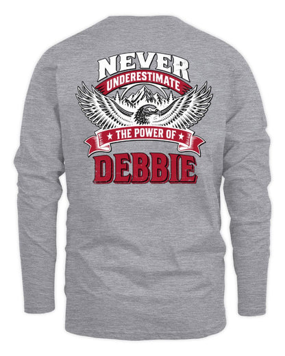Never Underestimate Your Name Eagle Mountain Shirt DEBBIE M1-61 / Men's Long Sleeved T-Shirt / sport grey