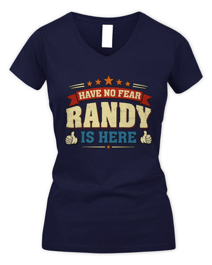 Have No Fear Your Name Is Here Cool Graphic T-Shirt RANDY M1-71 / Women's V-Neck T-Shirt / navy