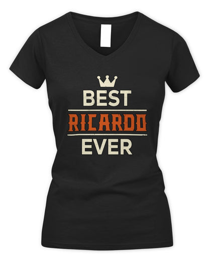 Best Your Name With Crown Shirt RICARDO M1-59 / Women's V-Neck T-Shirt / black