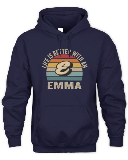 Life Is Better with Name Vintage Sun Shirt EMMA M1-50 / Unisex Hoodie / navy