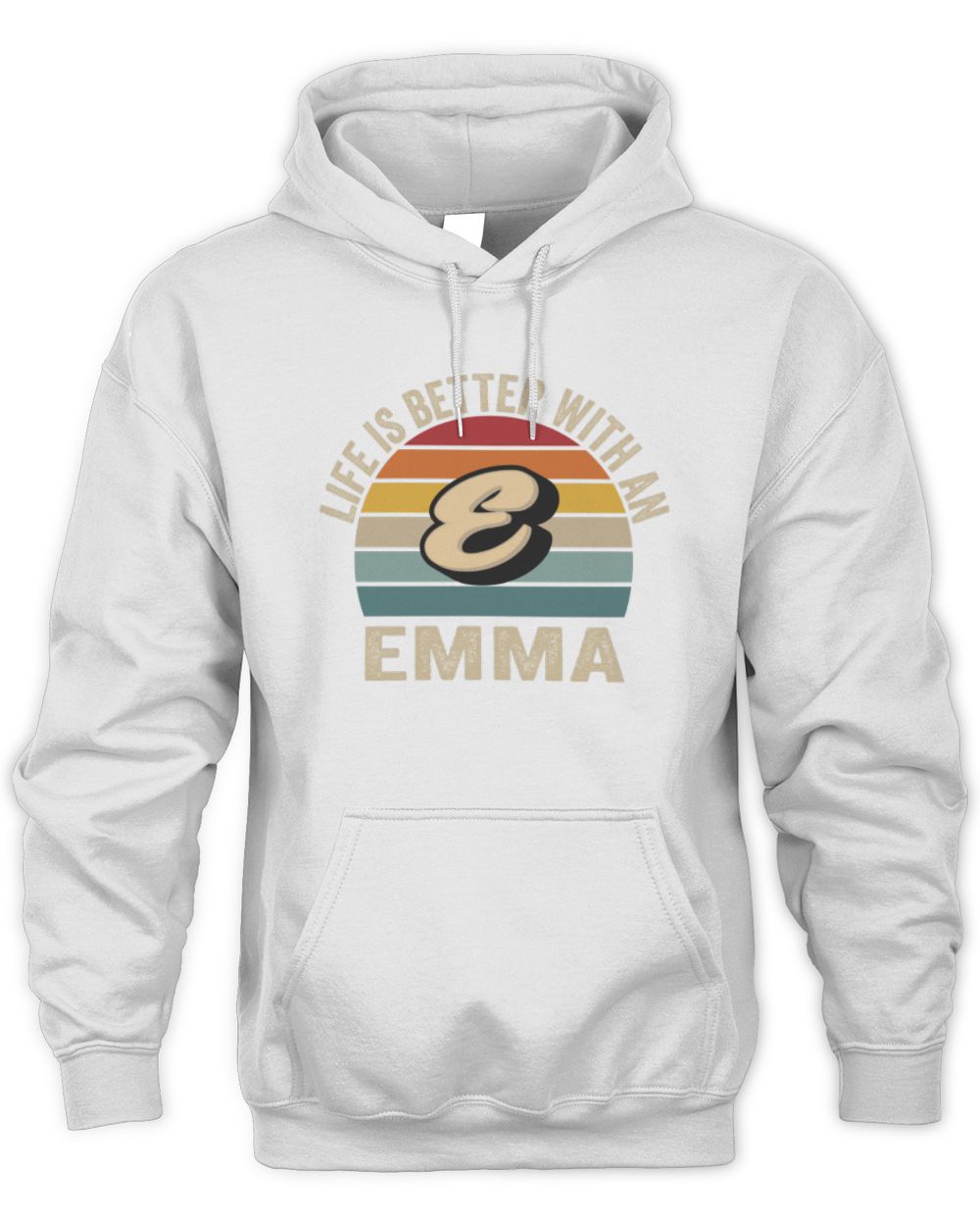 Life Is Better with Name Vintage Sun Shirt EMMA M1-50 / Unisex Hoodie / white