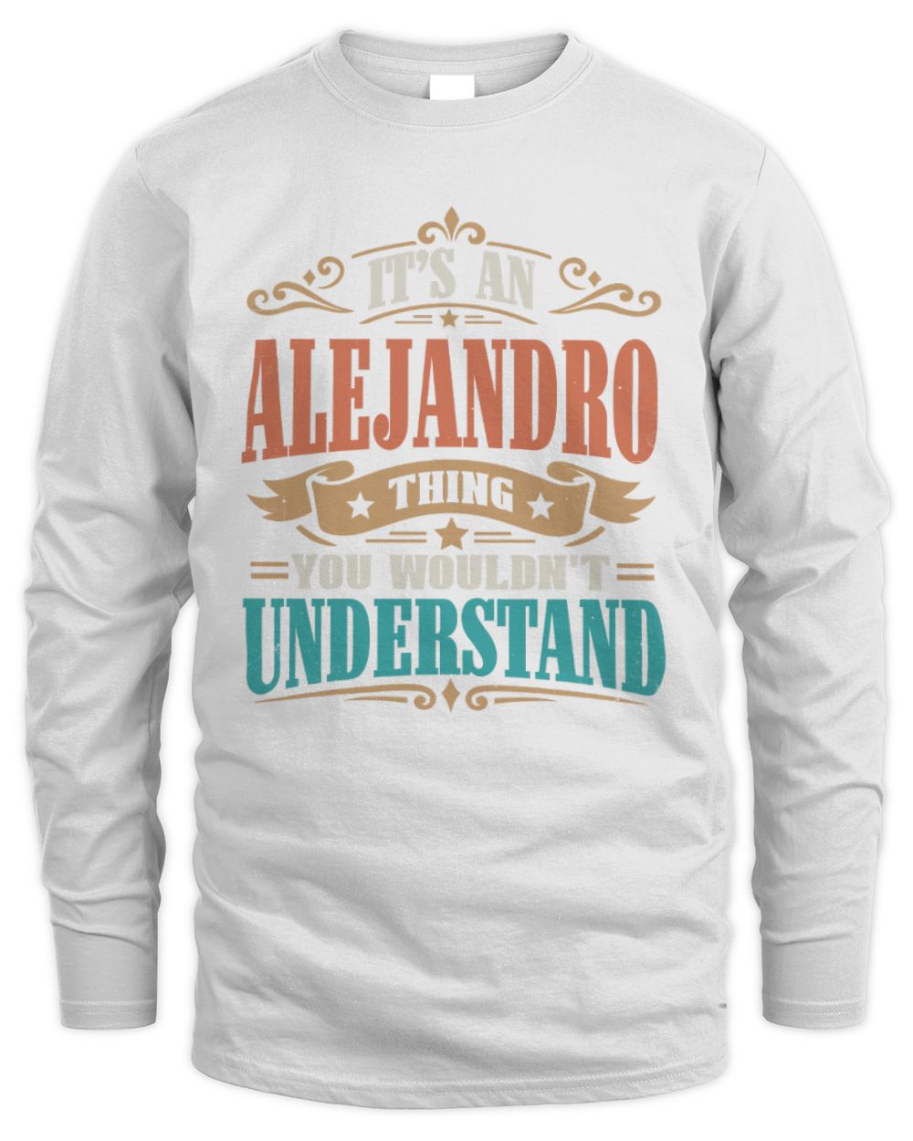 It’s a Name Thing Personalized Retro T-Shirt ALEJANDRO M1-47 / Men's Long Sleeved T-Shirt / white