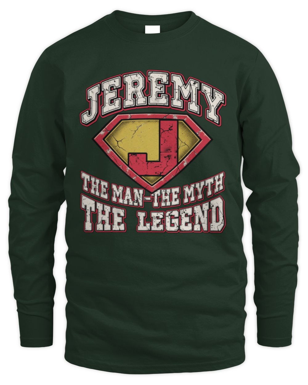 The Man The Myth The Legend Superman Graphic T-Shirt JEREMY M1-74 / Men's Long Sleeved T-Shirt / forest green